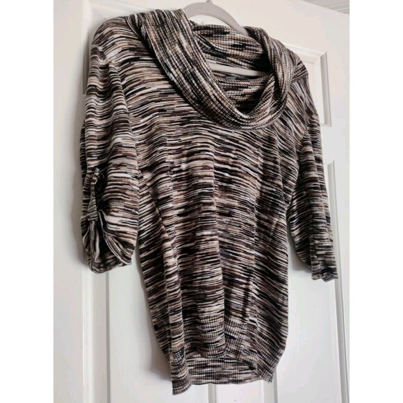 Covington Womens Blouse Top Cowl Neck Size Small S Sm Brown Geometric Fall Shirt - Picture 8 of 15